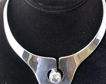 Collar estilo modernista de plata esterlina vintage de Taxco, México, 83,6 g.