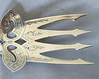 Antique Whiting Indian Sterling Silver Large Serving / Lettuce Fork 12.25” Pat. 1874