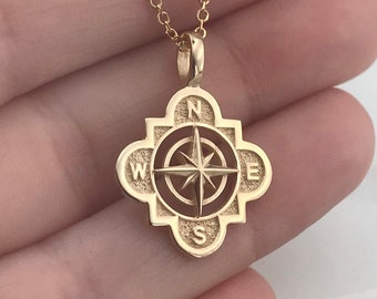 9k solid gold pendant compass