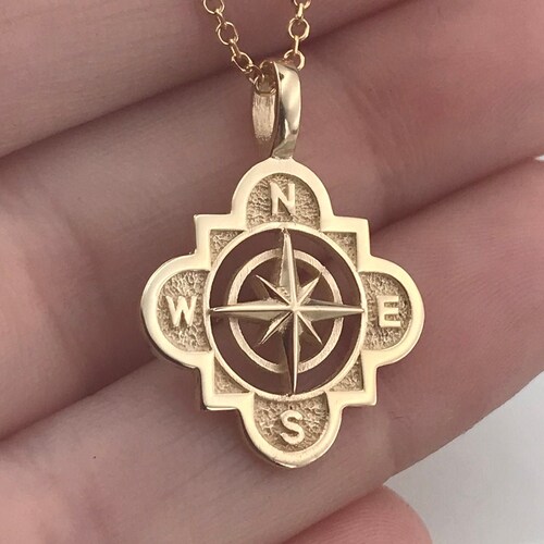 Solid gold compass pendant Clearance