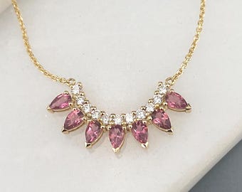 18K Solid gold  pendant with diamonds and tourmalines