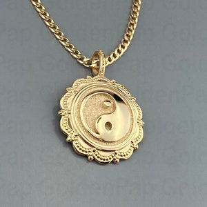 14k solid gold pendant, Yin Yang pendant, dainty yin yang pendant, religious pendant