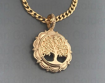 14K Solid Gold  pendant, tree of life  pendant