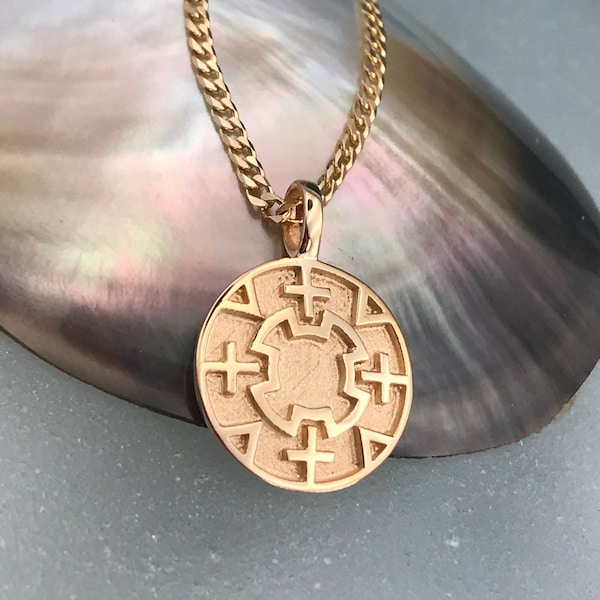 14k solid gold pendant with crosses for men and women