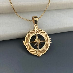 14k solid gold pendant compass, diameter 2cm, compass jewelry, compass charm
