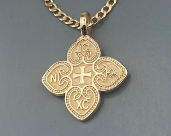 14k solid gold pendant, IC XC Nika pendant for men and women