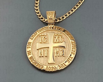 CUSTOM 14k solid gold pendant with other text, diameter 2.9cm