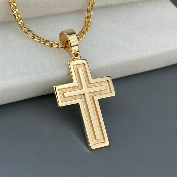 14k solid gold cross, cross for men & women, baptismal cross