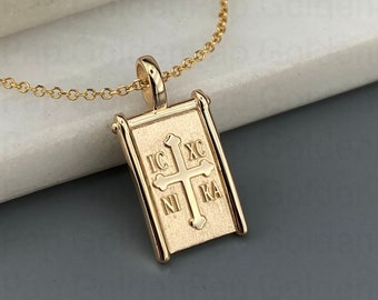 14k solid gold pendant, religious pendant, Jesus Christ pendant
