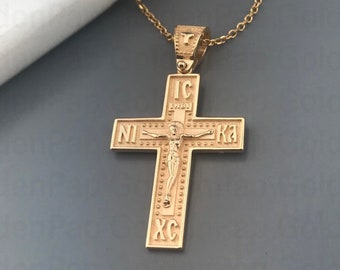 14k / 9k  solid gold cross with the crucified, cross with Jesus Christ