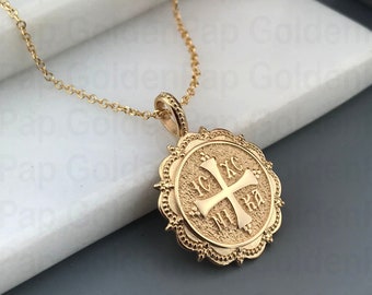 14k solid gold pendant, diameter 1.4cm &  2cm