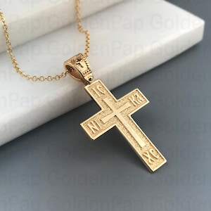 14k massives Goldkreuz, Kreuz für Frauen und Männer, Personalisierungskreuz