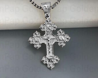 14k massives Weißgoldkreuz mit dem Gekreuzigten, Kreuz mit Jesus Christus