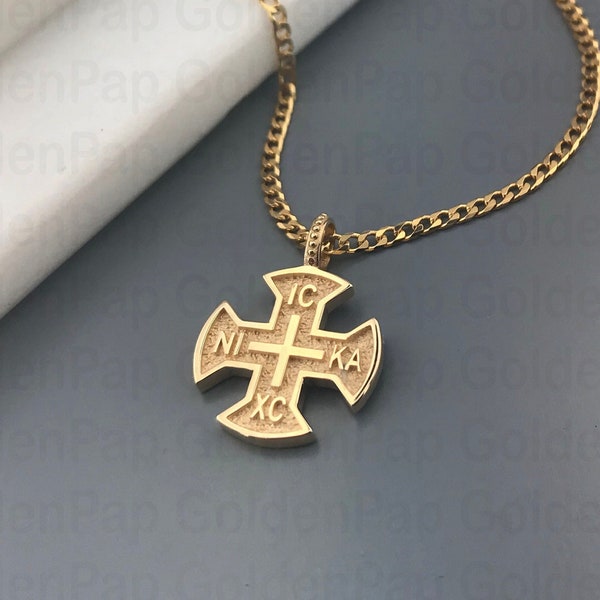 14k solid gold cross, double sided gold  cross
