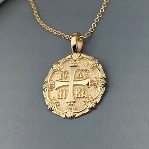 14k solid gold pendant, pendant for men and women, personalized pendant, religious pendant IC XC NIKA