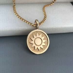 14k solid gold pendant with the sun