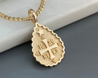 Nuevo colgante de oro macizo de 14k, IC XC nika, colgante religioso para hombres y mujeres.