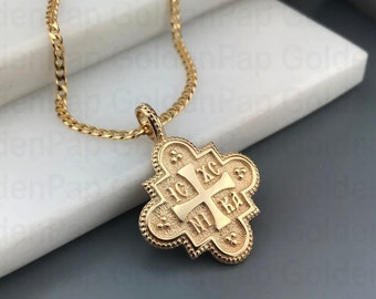 14k solid gold pendant, pendant for men and women, personalized pendant, religious pendant IC XC NIKA