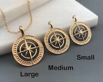 14k massiver Goldanhänger Kompass