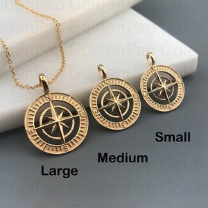 14k solid gold pendant compass