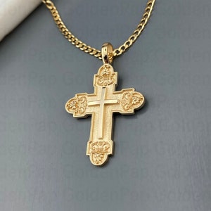 14k solid gold cross, unique cross for men and women