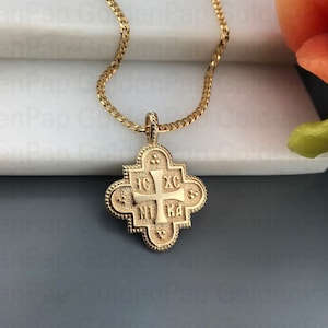 14k solid gold pendant, IC XC NIKA