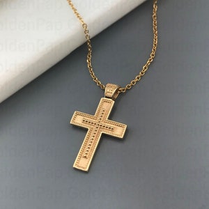 small size 14k solid gold cross, personalized cross