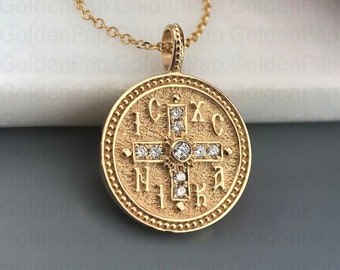 14k solid gold pendant with diamonds, diameter 2cm