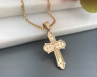 14k / 9k  solid gold cross, cross for men & women, baptismal cross