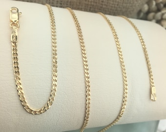 Solid Gold Chain 14 carats, about 2mm thickness,for pendant and cross, personalized gold chain