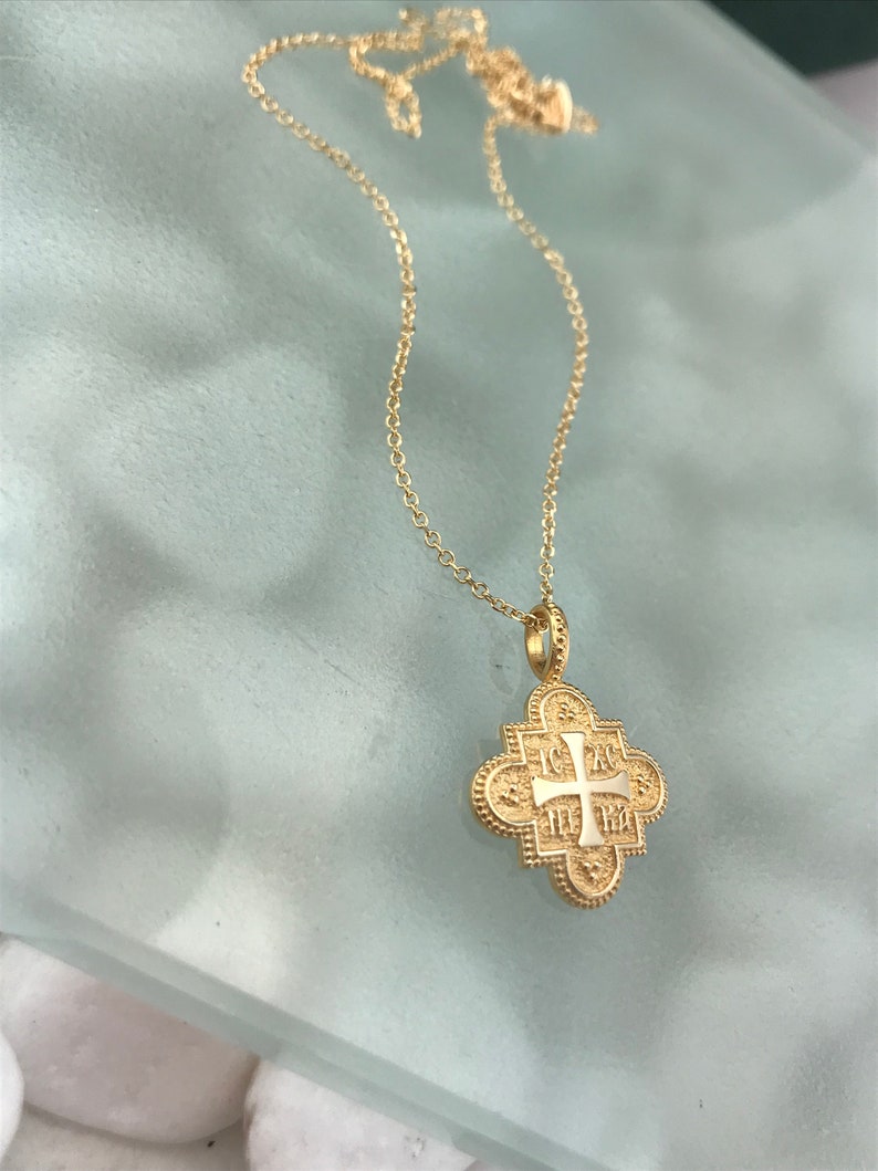 14k Solid Gold Pendant Double Sided Pendant With Virgin Mary Etsy