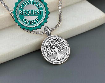 CUSTOM 14k solid white gold pendant with the tree of life, tree of life jewels, tree of life charm, solid gold pendant
