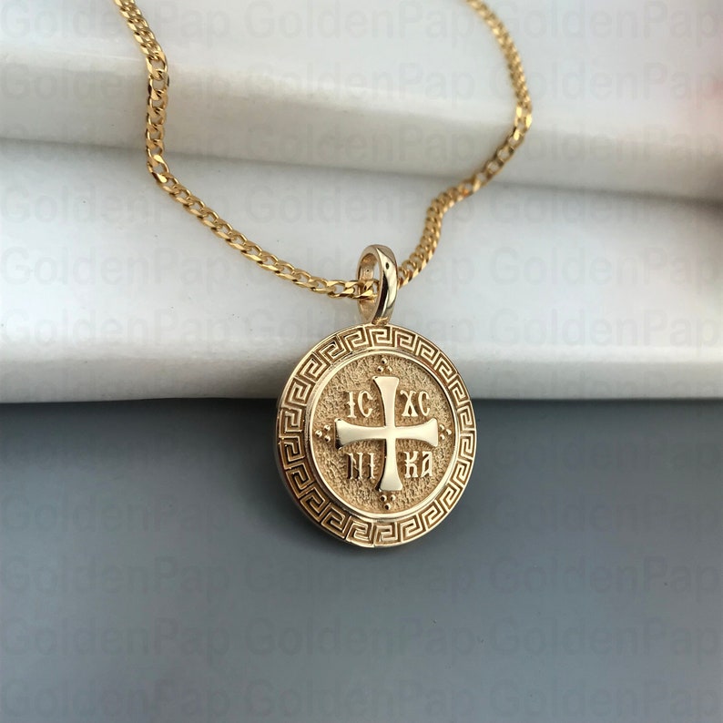14k Solid Gold Pendant With Greek Key Diameter 1.7 Cm & 2cm - Etsy