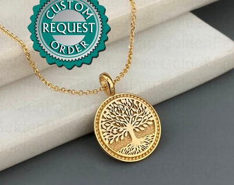 CUSTOM 14k solid gold pendant with the tree of life, tree of life jewels, tree of life charm, solid gold pendant