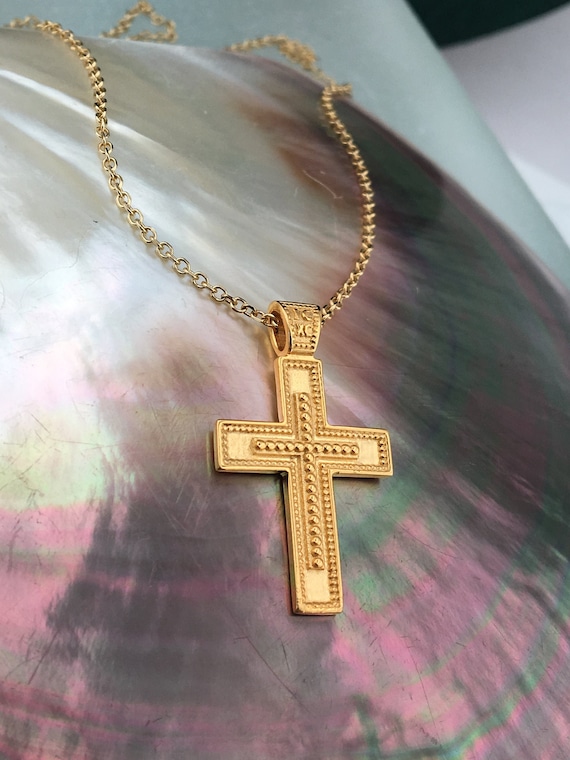 Small size 14k solid gold cross | Etsy