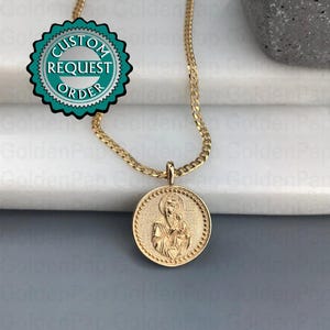 CUSTOM 14k massivem Goldanhänger mit Jungfrau Maria, religiöser Anhänger für Männer und Frauen