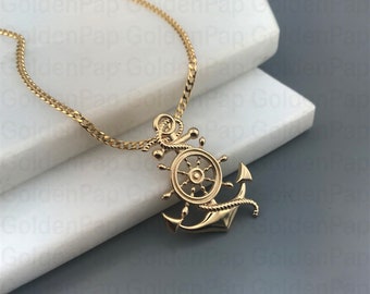 Pendentif Ancre De Marine En Or 585 (14 Carats) - Volant De Barre, Motif Maritime