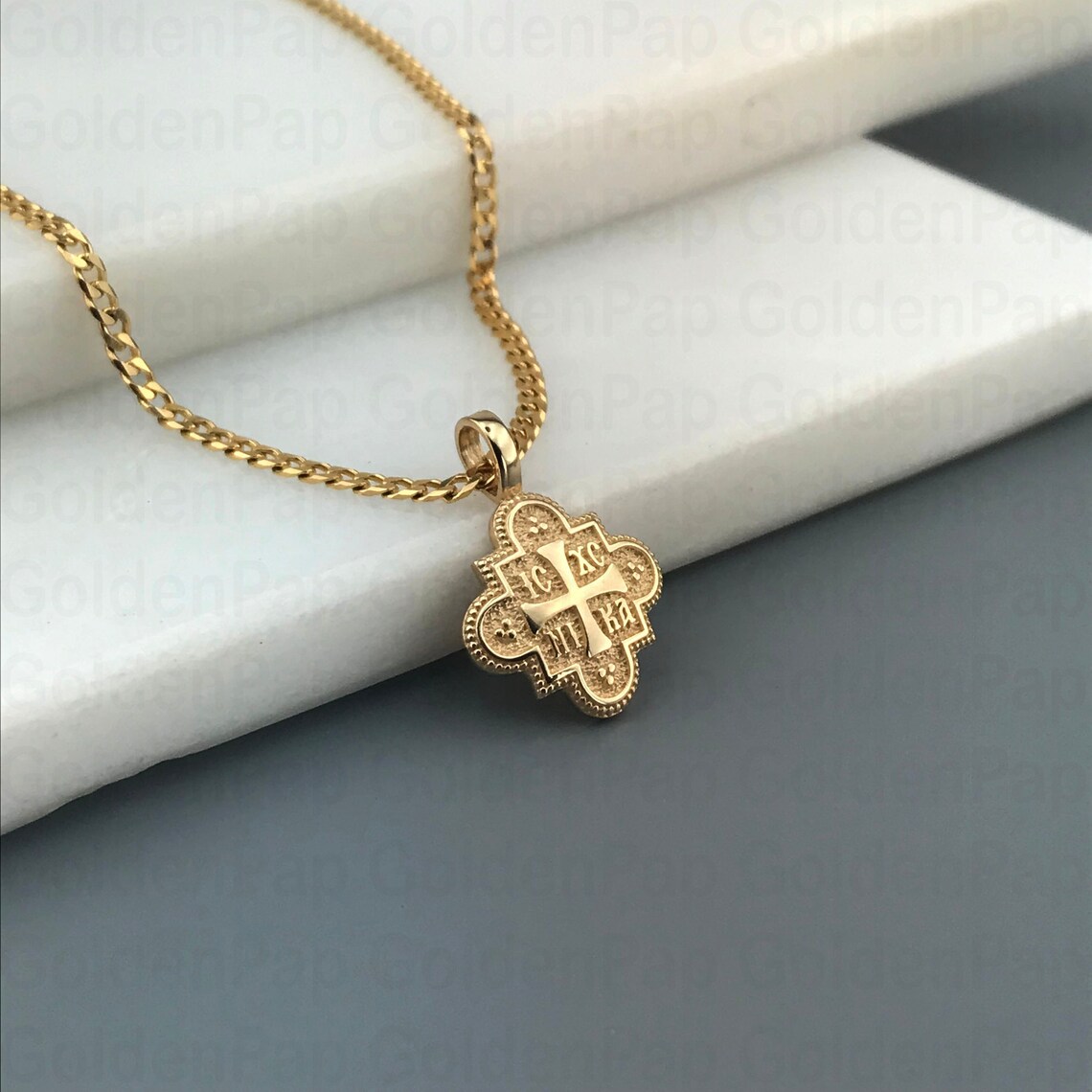 Small Size 14k Solid Gold Pendant, Double Sided Pendant With Virgin ...