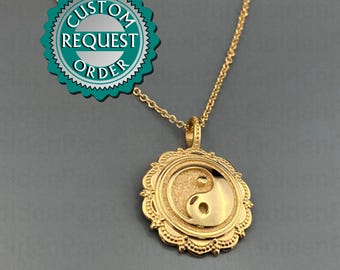 CUSTOM 14k solid gold pendant, Yin Yang pendant, dainty yin yang pendant, religious pendant