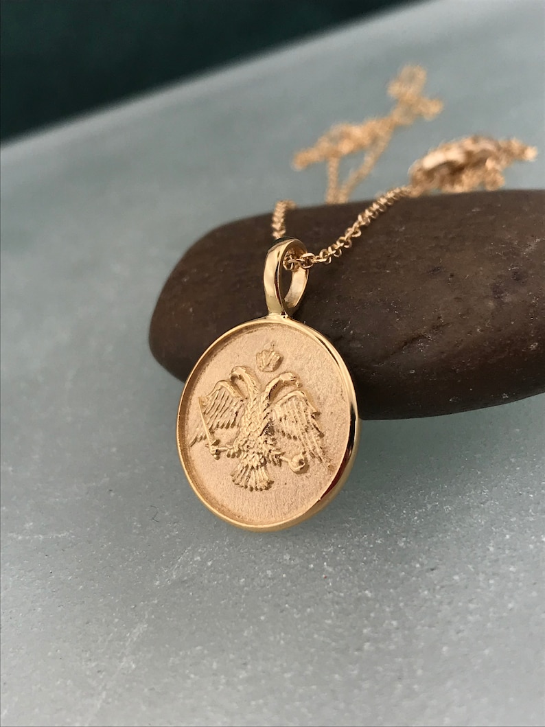 14k Solid Gold Pendant With Eagle Personalized Pendant Foe Etsy