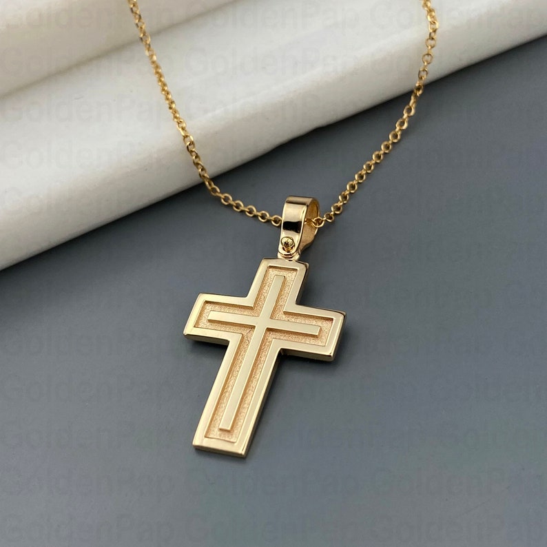 14k Solid Gold Cross Cross for Men & Women Baptismal Cross | Etsy