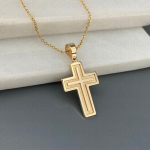 14k Solid Gold Cross, Cross for Men & Women, Baptismal Cross - Etsy