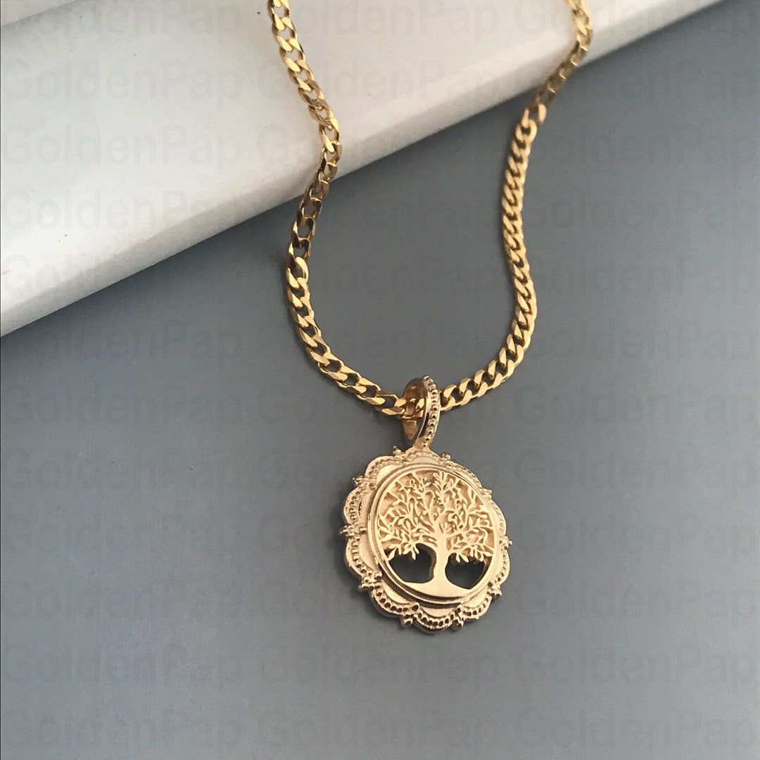 14K Solid Gold Pendant, Tree of Life Pendant - Etsy