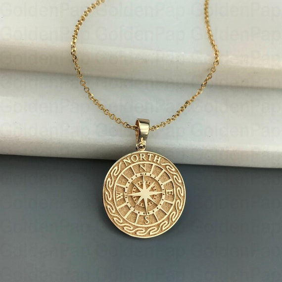 Buy 14k Solid Gold Pendant Compass, Diameter 2.6 Cm, Pendant for Women and  Men, Personalization Pendant Online in India - Etsy