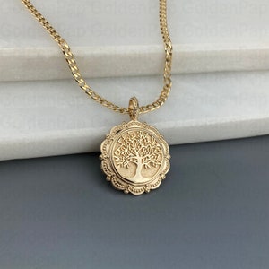 14K Solid Gold Pendant, Diameter 1.9cm, Tree of Life Pendant - Etsy