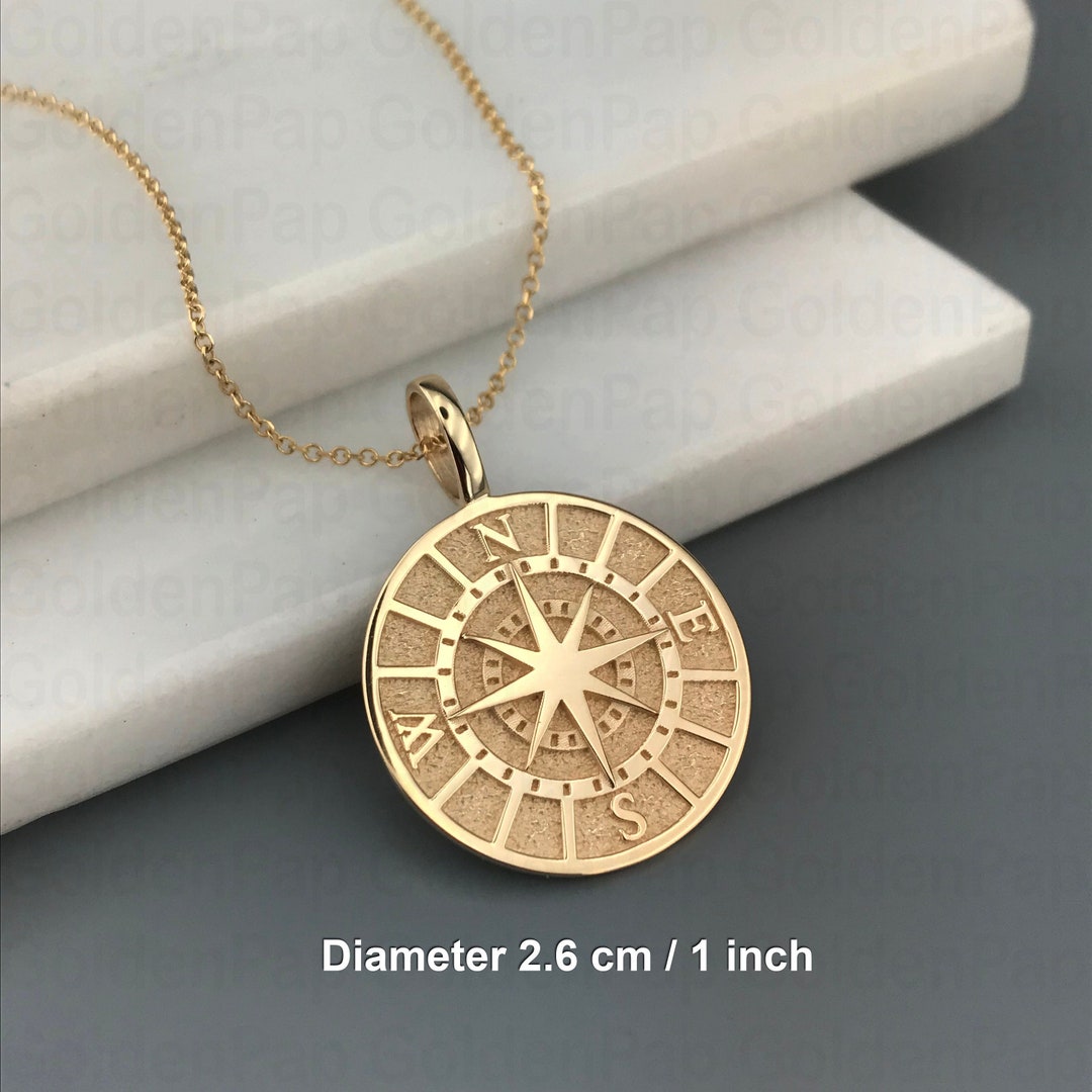 14k Solid Gold Pendant Compass, Diameter 2.6cm - Etsy