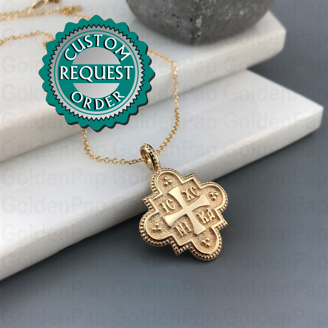 14k Solid Gold Pendant, Double Sided Pendant With Virgin Mary ...