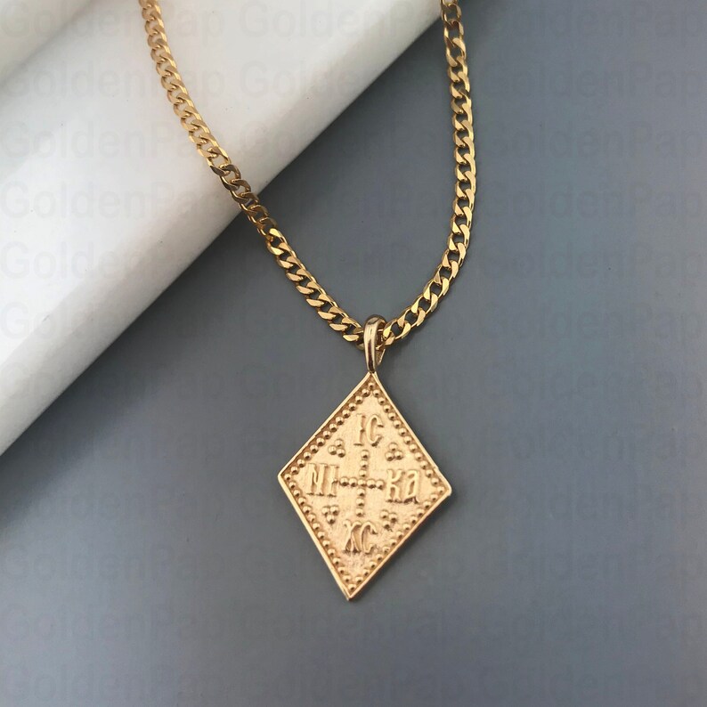 14k Solid Gold Pendant, Double Sided Pendant With Virgin Mary - Etsy