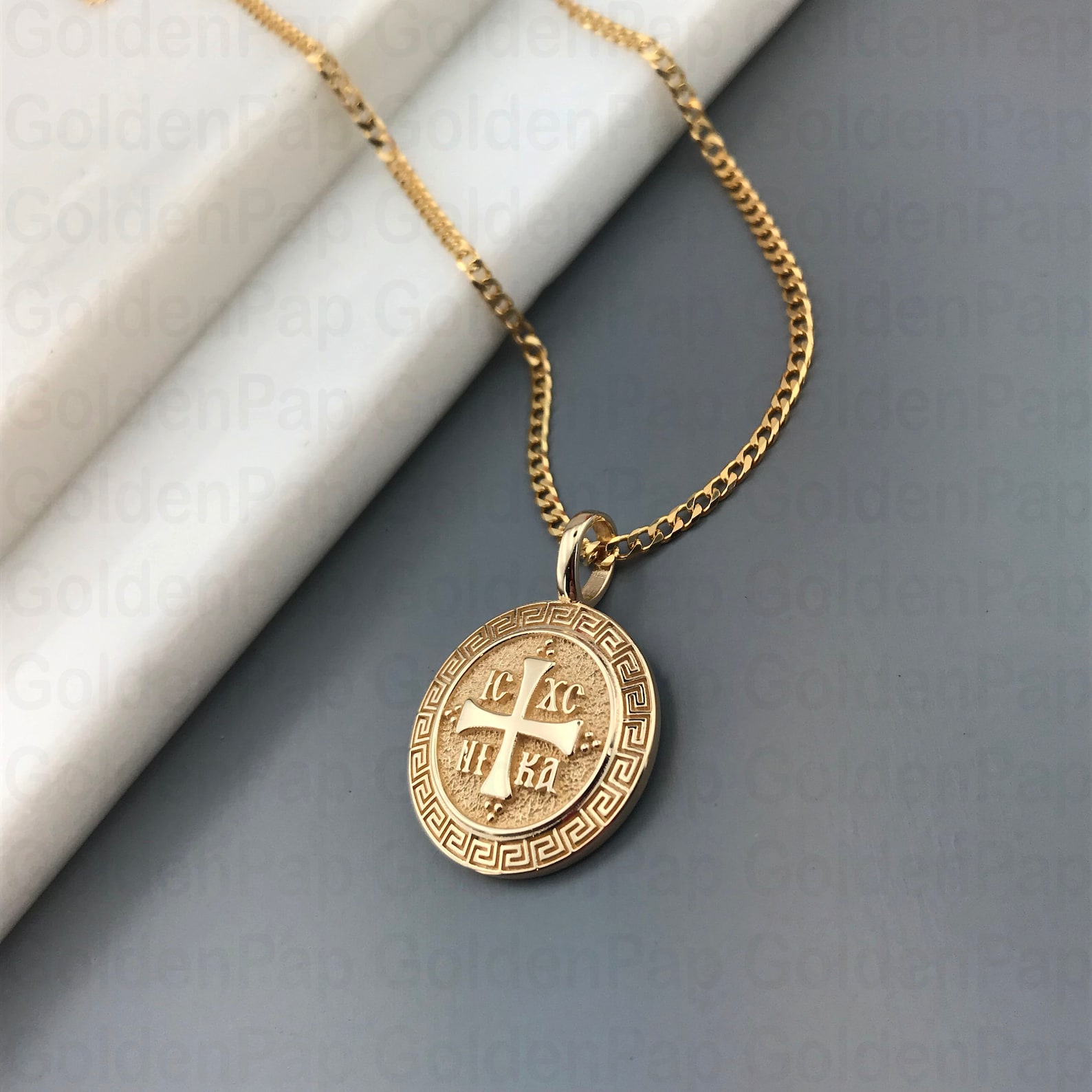14k Solid Gold Pendant With Greek Key Diameter 1.7 Cm & 2cm - Etsy
