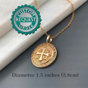 14k solid gold pendant with Greek key, diameter 1.7 cm & 2cm